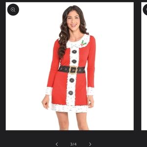 Festive Red Santa Christmas Holiday Dress Women's Size S/M (NWOT)